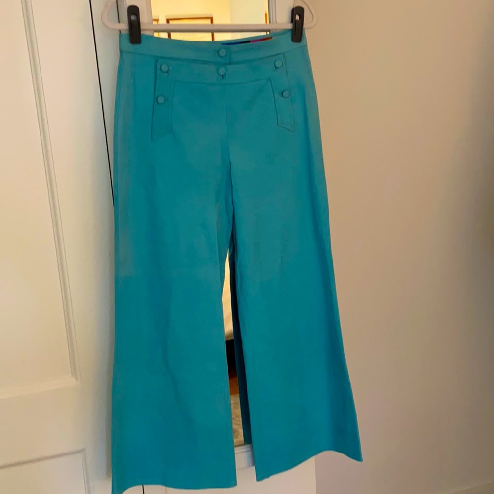 Emilio Pucci baby blue suede bell-bottom pants